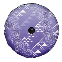 Hawaii Lavender Kapa Spare Tire Cover Vintage 'Ohe Kāpala Motifs Mix Plumeria Leis LT7 - Polynesian Pride