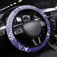 Hawaii Lavender Kapa Steering Wheel Cover Vintage 'Ohe Kāpala Motifs Mix Plumeria Leis LT7 Universal Fit Lavender - Polynesian Pride