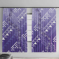 Hawaii Lavender Kapa Window Curtain Vintage 'Ohe Kāpala Motifs Mix Plumeria Leis