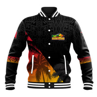 Personalised PNG Hunters Rugby Baseball Jacket Palm Trees Simple LT7 Unisex Black - Polynesian Pride