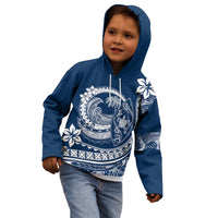 Polynesian Plumeria Kid Hoodie Ride The Waves - Navy Blue LT7 - Polynesian Pride