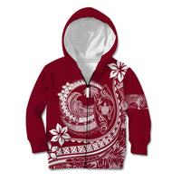 Polynesian Plumeria Kid Hoodie Ride The Waves - Burgundy LT7 Zip Hoodie Burgundy - Polynesian Pride