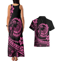 Polynesian Plumeria Couples Matching Tank Maxi Dress And Hawaiian Shirt Ride The Waves - Pink LT7 - Polynesian Pride