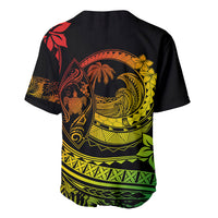 Polynesian Plumeria Baseball Jersey Ride The Waves - Reggae LT7 - Polynesian Pride