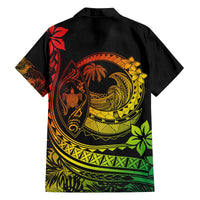 Hawaii Family Matching Outfits Polynesian Plumeria Off Shoulder Long Sleeve Dress And Shirt Family Set Clothes Ride The Waves - Reggae LT7