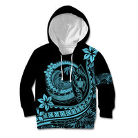 Polynesian Plumeria Kid Hoodie Ride The Waves - Turquoise LT7 Hoodie Turquoise - Polynesian Pride