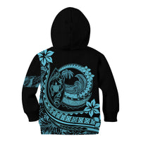 Polynesian Plumeria Kid Hoodie Ride The Waves - Turquoise LT7 - Polynesian Pride