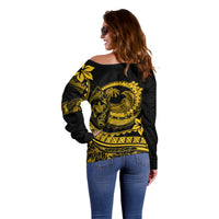 Polynesian Plumeria Off Shoulder Sweater Ride The Waves - Yellow LT7 - Polynesian Pride