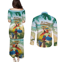 Aloha Hawaii It's 5 o'clock Somewhere Couples Matching Puletasi and Long Sleeve Button Shirt - Polynesian Pride