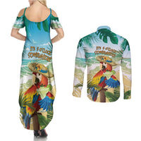 Aloha Hawaii It's 5 o'clock Somewhere Couples Matching Summer Maxi Dress and Long Sleeve Button Shirt - Polynesian Pride