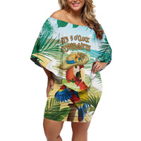 Aloha Hawaii It's 5 o'clock Somewhere Off Shoulder Short Dress LT7 Women Blue - Polynesian Pride