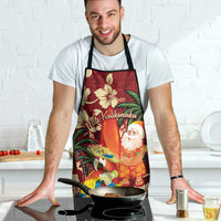 Crimson Red Tropical Christmas Hawaii Tapa Apron Aloha Santa Drink Party - Polynesian Pride