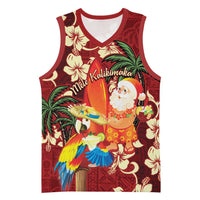 Crimson Red Tropical Christmas Hawaii Tapa Basketball Jersey Aloha Santa Drink Party - Polynesian Pride