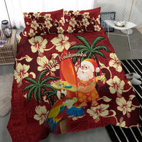 Crimson Red Tropical Christmas Hawaii Tapa Bedding Set Aloha Santa Drink Party - Polynesian Pride