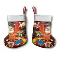 Crimson Red Tropical Christmas Hawaii Tapa Christmas Stocking Aloha Santa Drink Party - Polynesian Pride