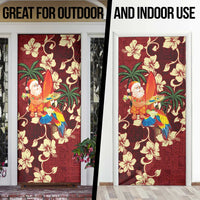 Crimson Red Tropical Christmas Hawaii Tapa Door Cover Aloha Santa Drink Party - Polynesian Pride