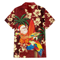 Crimson Red Tropical Christmas Hawaii Tapa Family Matching Puletasi and Hawaiian Shirt Aloha Santa Drink Party - Polynesian Pride