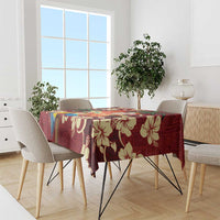 Crimson Red Tropical Christmas Hawaii Tapa Tablecloth Aloha Santa Drink Party - Polynesian Pride