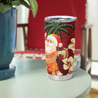 Crimson Red Tropical Christmas Hawaii Tapa Tumbler Cup Aloha Santa Drink Party - Polynesian Pride