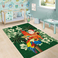 Moss Green Tropical Christmas Hawaii Tapa Area Rug Aloha Santa Drink Party - Polynesian Pride