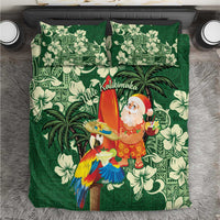 Moss Green Tropical Christmas Hawaii Tapa Bedding Set Aloha Santa Drink Party - Polynesian Pride