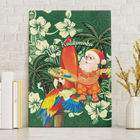 Moss Green Tropical Christmas Hawaii Tapa Canvas Wall Art Aloha Santa Drink Party - Polynesian Pride