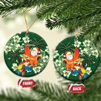 Moss Green Tropical Christmas Hawaii Tapa Ceramic Ornament Aloha Santa Drink Party - Polynesian Pride