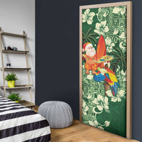 Moss Green Tropical Christmas Hawaii Tapa Door Cover Aloha Santa Drink Party - Polynesian Pride