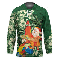 Moss Green Tropical Christmas Hawaii Tapa Hockey Jersey Aloha Santa Drink Party LT7 Unisex Green - Polynesian Pride