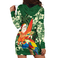 Moss Green Tropical Christmas Hawaii Tapa Hoodie Dress Aloha Santa Drink Party - Polynesian Pride