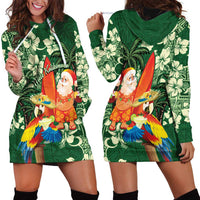 Moss Green Tropical Christmas Hawaii Tapa Hoodie Dress Aloha Santa Drink Party - Polynesian Pride