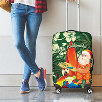 Moss Green Tropical Christmas Hawaii Tapa Luggage Cover Aloha Santa Drink Party - Polynesian Pride