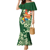 Moss Green Tropical Christmas Hawaii Tapa Mermaid Dress Aloha Santa Drink Party - Polynesian Pride