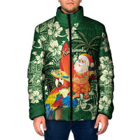 Moss Green Tropical Christmas Hawaii Tapa Padded Jacket Aloha Santa Drink Party - Polynesian Pride