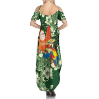 Moss Green Tropical Christmas Hawaii Tapa Summer Maxi Dress Aloha Santa Drink Party - Polynesian Pride