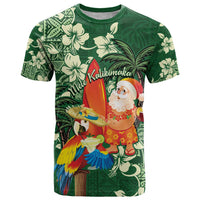 Moss Green Tropical Christmas Hawaii Tapa T Shirt Aloha Santa Drink Party - Polynesian Pride