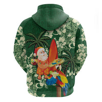 Moss Green Tropical Christmas Hawaii Tapa Zip Hoodie Aloha Santa Drink Party - Polynesian Pride