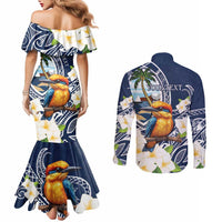 Hafa Adai Guam Couples Matching Mermaid Dress and Long Sleeve Button Shirt Sihek Guam Kingfisher with Guasali