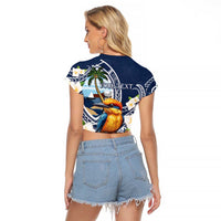 Hafa Adai Guam Raglan Cropped T Shirt Sihek Guam Kingfisher with Guasali