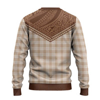 Aloha Hawaii Cowboys Paniolo Ugly Christmas Sweater Beige Palaka - Polynesian Pride