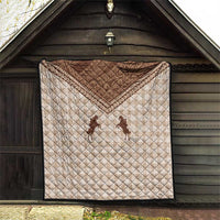Aloha Hawaii Cowboys Paniolo Quilt Beige Palaka - Polynesian Pride