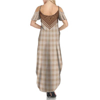 Aloha Hawaii Cowboys Paniolo Summer Maxi Dress Beige Palaka - Polynesian Pride