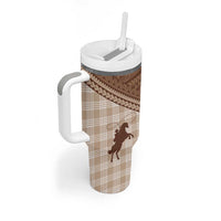 Aloha Hawaii Cowboys Paniolo Tumbler With Handle Beige Palaka - Polynesian Pride