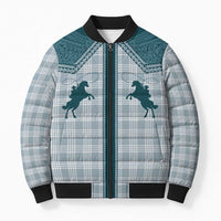 Aloha Hawaii Cowboys Paniolo Bomber Puffer Jacket Teal Palaka - Polynesian Pride