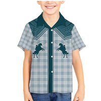 Aloha Hawaii Cowboys Paniolo Family Matching Mermaid Dress and Hawaiian Shirt Teal Palaka - Polynesian Pride