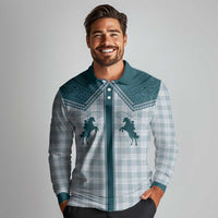 Aloha Hawaii Cowboys Paniolo Long Sleeve Polo Shirt Teal Palaka - Polynesian Pride