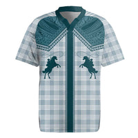 Aloha Hawaii Cowboys Paniolo Rugby Jersey Teal Palaka - Polynesian Pride