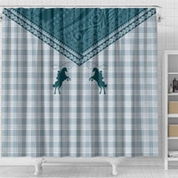 Aloha Hawaii Cowboys Paniolo Shower Curtain Teal Palaka - Polynesian Pride