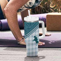 Aloha Hawaii Cowboys Paniolo Tumbler With Handle Teal Palaka - Polynesian Pride