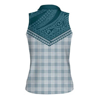 Aloha Hawaii Cowboys Paniolo Women Sleeveless Polo Shirt Teal Palaka - Polynesian Pride